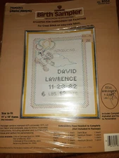 Vintage PARAGONS CREATIVE MOMENTS PREMIUM BIRTH SAMPLER NEEDLEWORK KIT NEW NOS