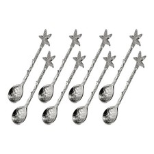8pcs Star Shaped Spoons, 4.3 Inch Coffee Spoon Straight Handle Black