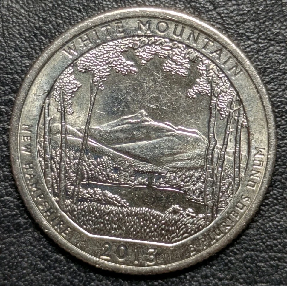 2013-D 25c Atb White Mountain Quarter Heavily Struck Through Grease Filled Error - Image 2 of 4