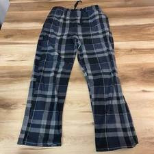 Perry Ellis Portfolio Mens Pajama Pants Large Gray Plaid Fleece Sleepwear