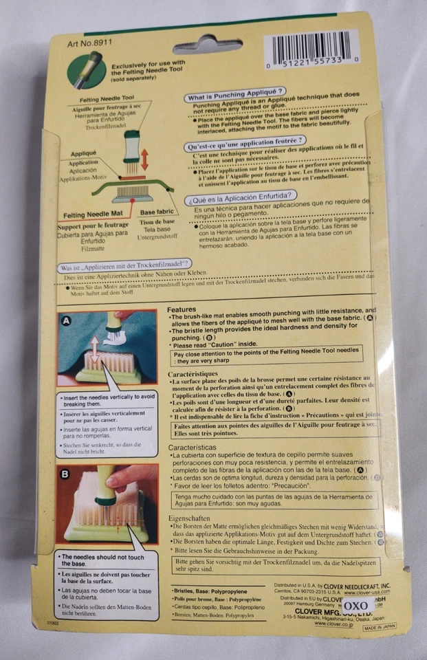 Clover MFG Felting Needle Mat Large Sealed Yellow Art # 8911 - Image 4 of 4