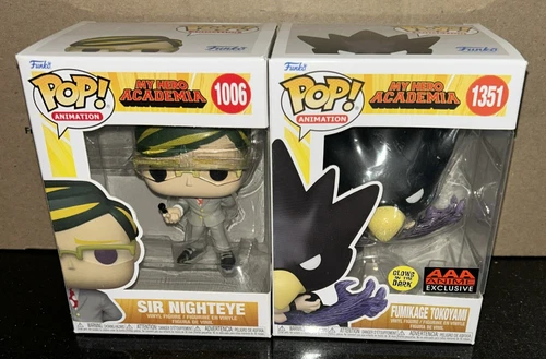 2 FUNKO POPS! MY HERO ACADEMIA SIR NIGHTEYE #1006 & FUMIKAGE TOKOYAMI #1351 AAA