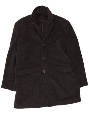 CONBIPEL Herren Niama Mantel IT 52 Large Schwarz Fischgrät Wolle AP03