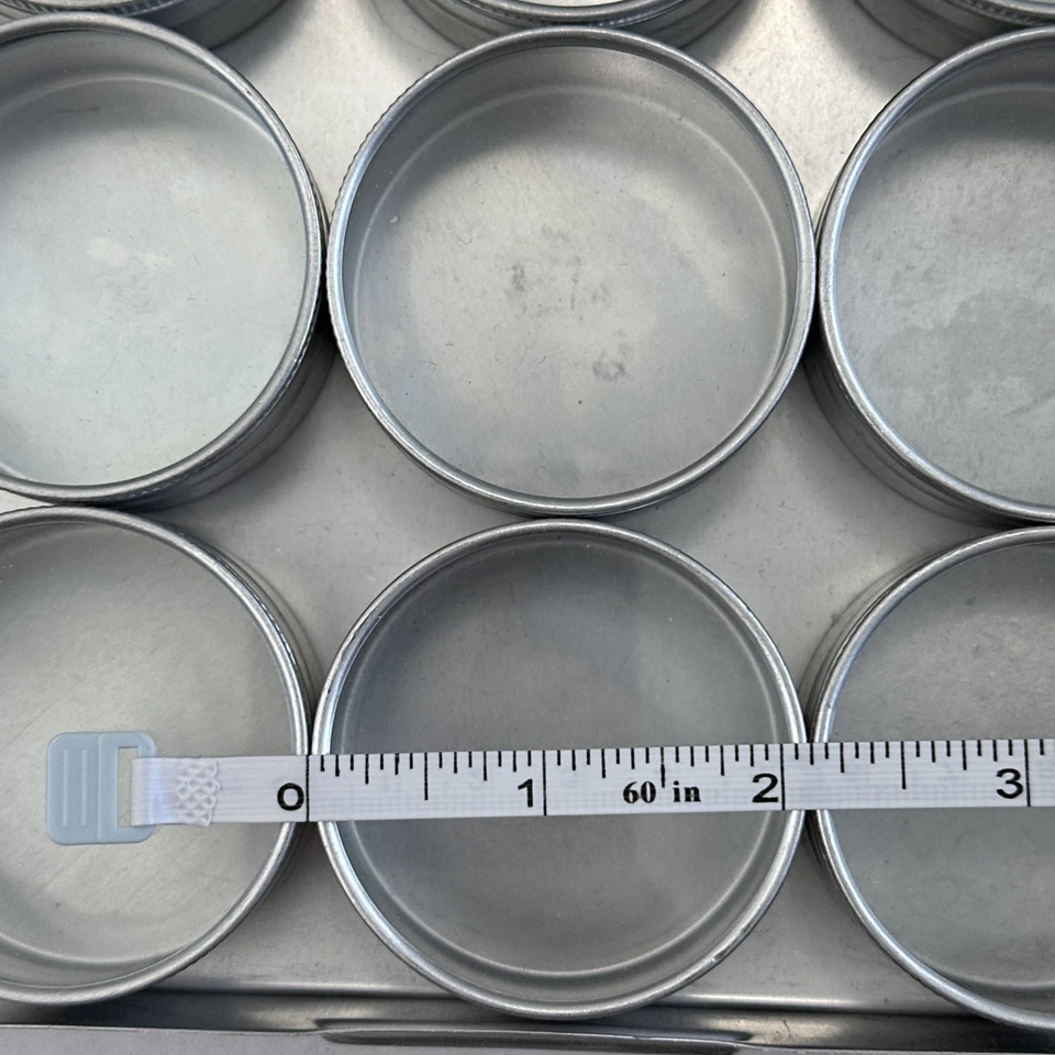 15 Small Mini Round Tin Storage Boxes For Beads/Crafts Glass Lids In Metal Case - Image 2 of 4