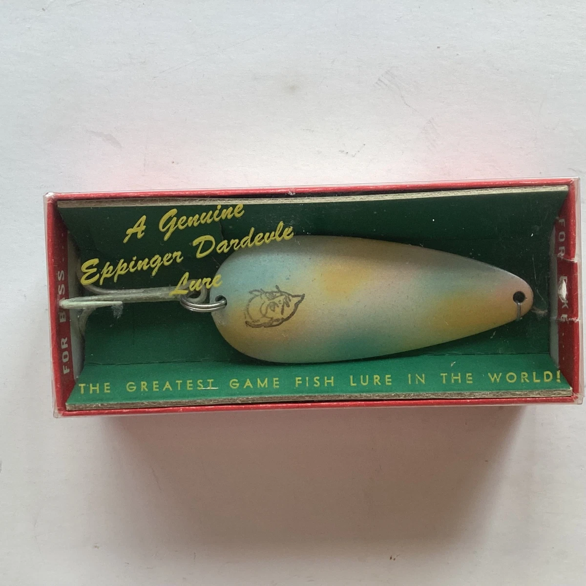 Rare leurre de pêche vintage Dardevle IMP chrome martelé 2,25 pouces
