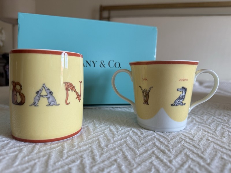 Authentic Tiffany & Co Animal Alphabet Baby Cup and a Bank - Vintage Pieces
