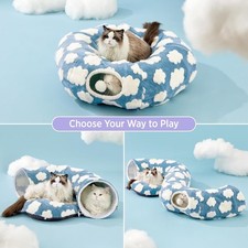 Lesure Cat Tunnel Bed for Indoor Cats - Cute Cat Donut Tunnel Toys