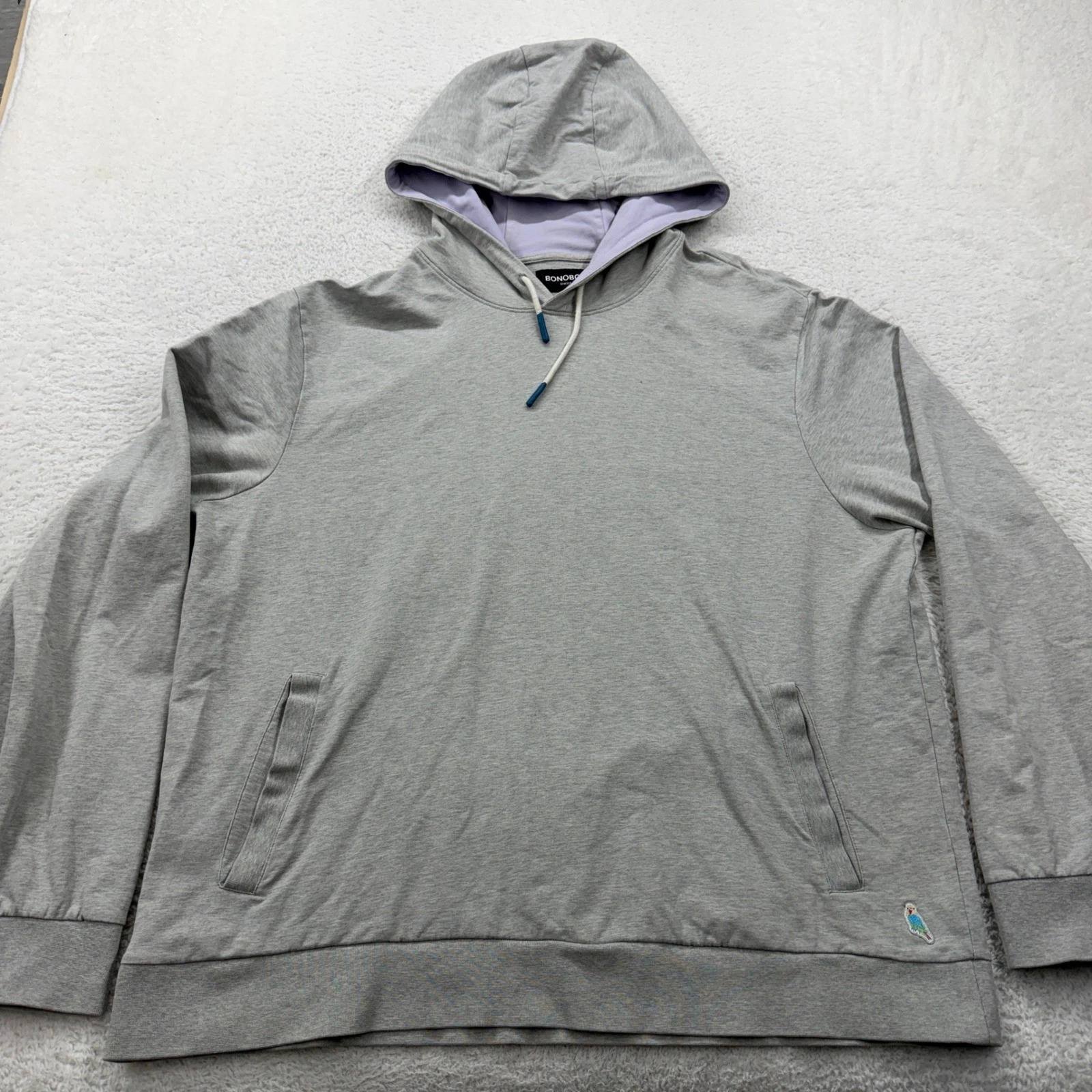 Bonobos Stretch Mens XL Gray Pullover Hoodie Lightweight Parrot Logo Heathered