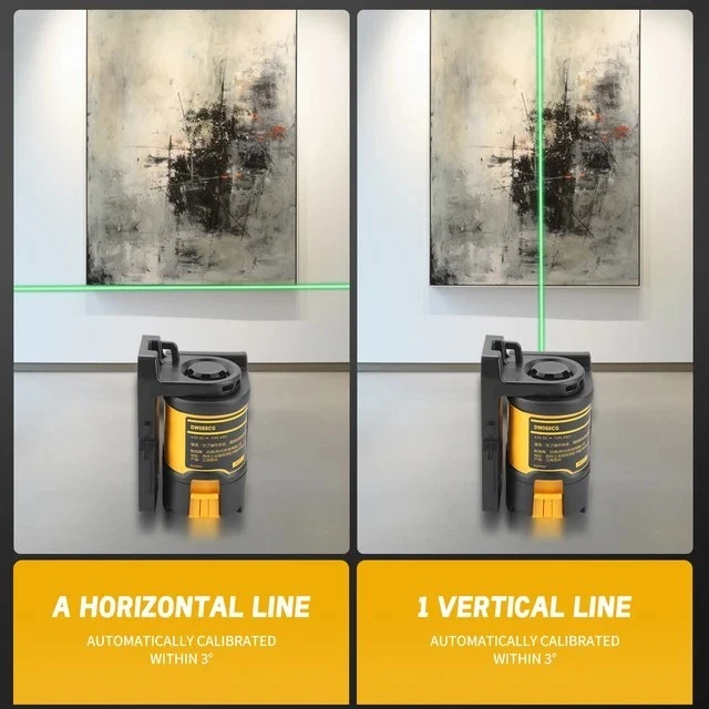 Nivel láser de línea cruzada autonivelante de haz verde DeWalt DW088CG 165 pies Foto 3 de 4