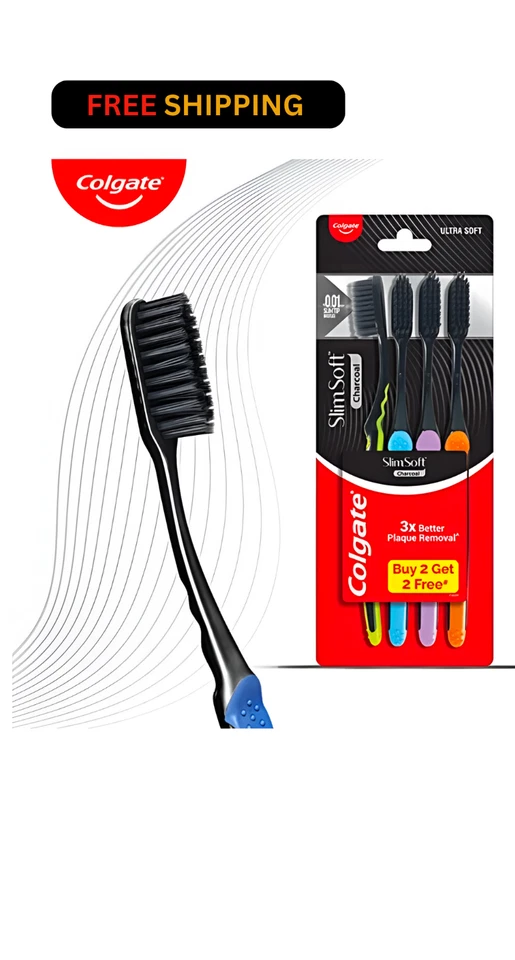 Colgate Charcoal Gentle Deep Cleaning Toothbrush Slim Soft FREE SHIPING - Image 2 of 2