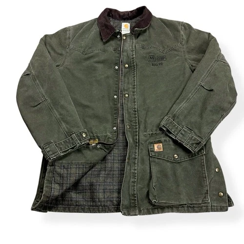 VTG Carhartt C52 Mos Jacket Men’s Size XL Green Blanket Lined Chore Coat *Logo - product listing photo