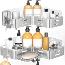 ZUNTO Mensola Doccia Angolare in Acciaio Inox 2 Pezzi (Argento) Mensola Doccia