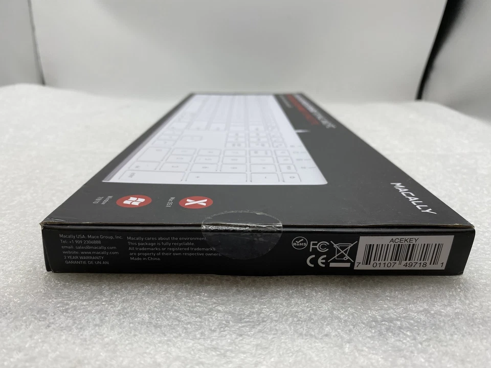 BRAND NEW White Macally Ultra Slim USB Wired Keyboard for Mac and PC - FREE S/H - Image 4 of 4