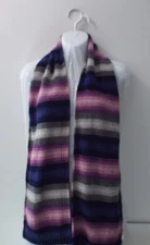 Merona "Purple Pink Blue Gray" Full-Length Gradient Stripe Polyester/Rayon Scarf