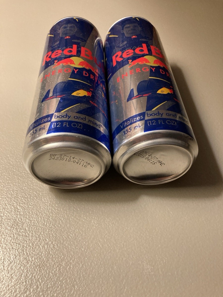 Lot of 2 Red Bull Energy Drink 12 fl oz. Max Verstappen F1