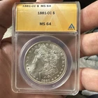 1881-CC CARSON CITY MORGAN SILVER DOLLAR ANACS MS64 AMAZING COIN!!!