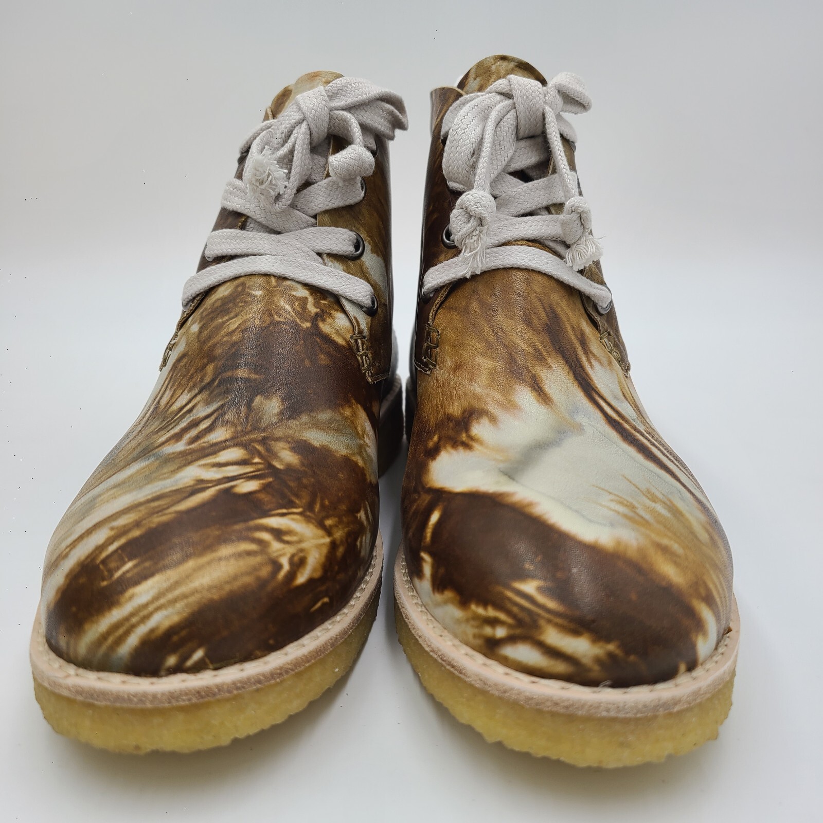 Golo Crepe Suzette Plush Suede Woman 7 Booties Brown Tie Dye Made In Brazil $175