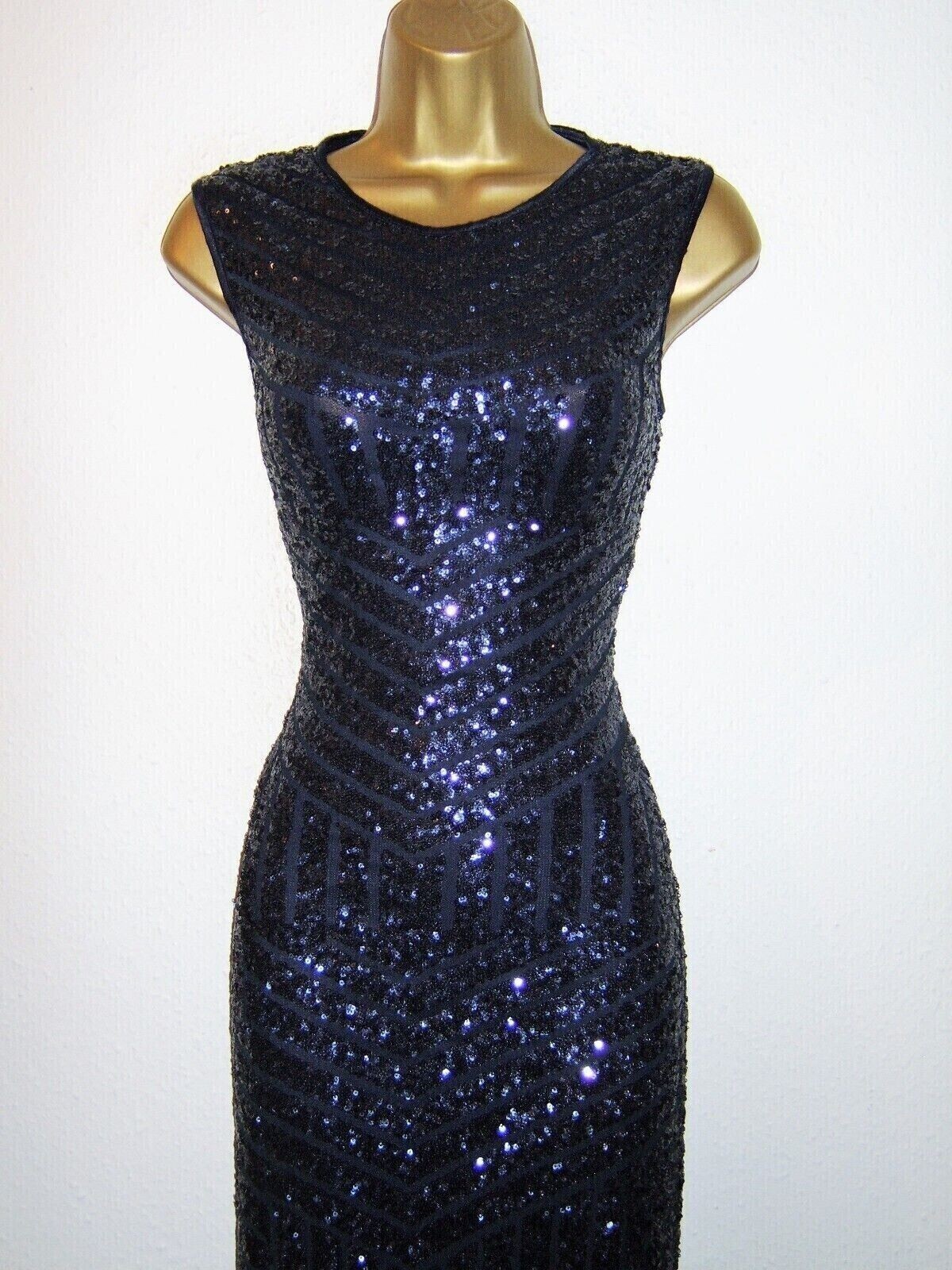 QUIZ SIZE 8 NAVY BLUE SEQUIN EVENING PARTY PROM WEDDING GUEST MAXI