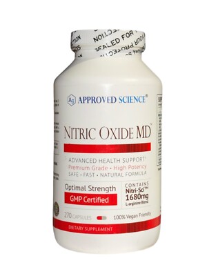 Approved Science Nitric Oxide MD Muscle Development Boost Energy 270caps Exp 27
