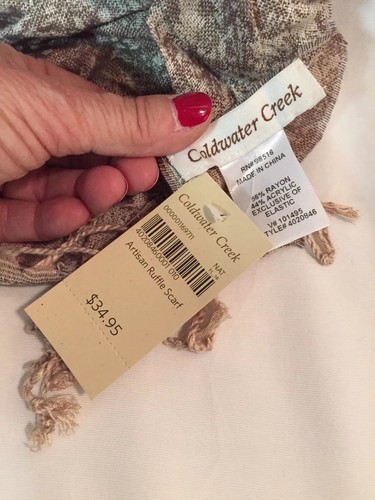 NWT COLDWATER CREEK ARTISAN RUFFLE AND FRINGE SCARF MSRP $34.95 - Picture 3 of 7