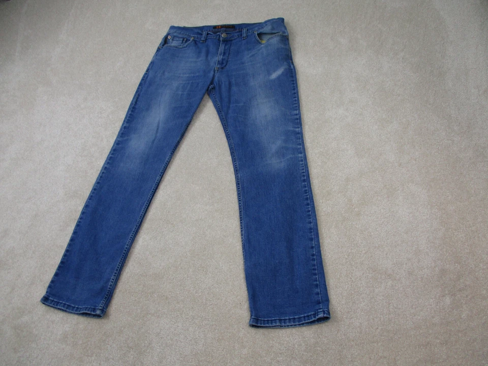 Мужские джинсы Hugo Boss 40 синие прямые брюки Boss оранжевые повседневные для взрослых 40x32* - Изображение 2 из 4