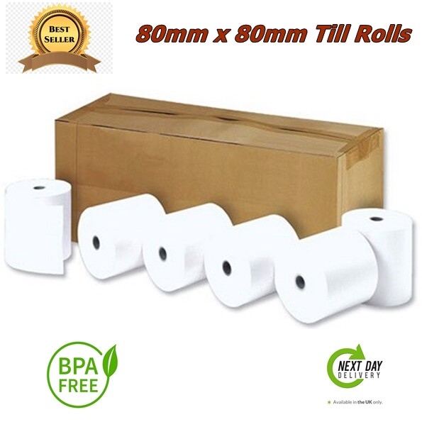 80X80 THERMAL PAPER Till Rolls Receipt Roll EPOS Printer POS