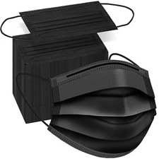 100 PCS Black Protective 3 Layer Face Mask Respirator Disposable Masks BFE98%