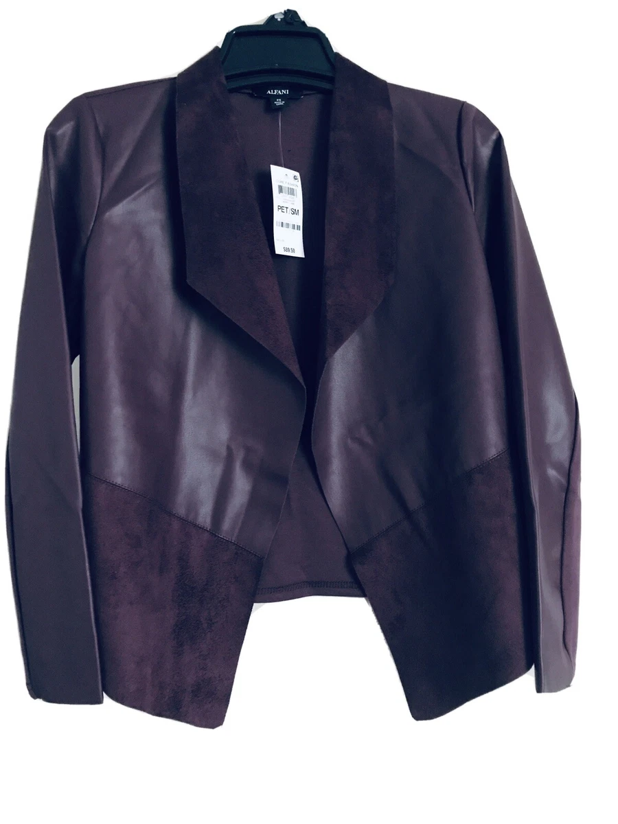 ALFANI PETITE DRAPED OPEN FRONT $89 PLEATHER BRAND NEW ORIGINAL JACKET,  SIZE PM