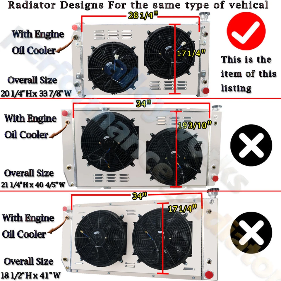 CC622 4 Row Radiator Shroud Fan For 1988-1999 Chevy GMC C/K 1500 2500 Truck - Image 2 of 4