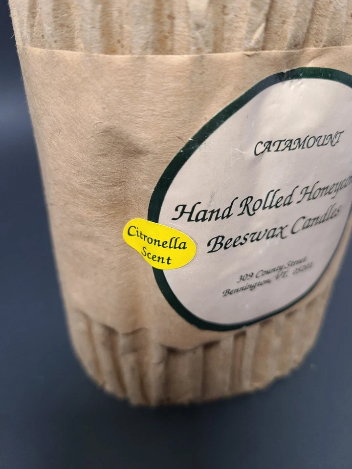 Honeycomb Hand Rolled Beeswax Pillar Candle  6”  Tall Citronella Scent - Image 2 of 3