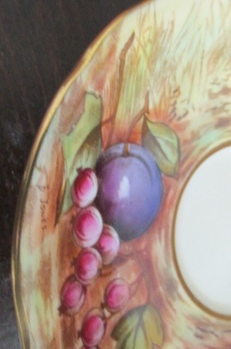 Aynsley England Juego de 6 tazas de té y platillo fruta de huerto firmado D. Jones - Imagen 10 de 12