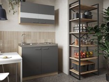 Cucina Mini Singola Pantry Rovere Ruvido-Segato Grigio Merle 100 CM respekta