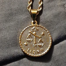 ZODIAC SIGN LIBRA Pendant Charm / STAINLESS STEEL ROPE CHAIN NECKLACE (G)