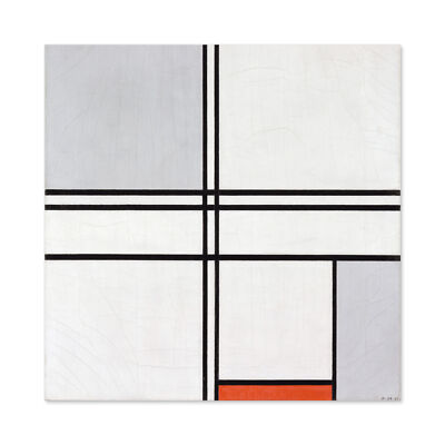 Mondrian Komposition Nr. 1 grau-rot abstraktes Gemälde Wandbild Leinwanddruck 24x24