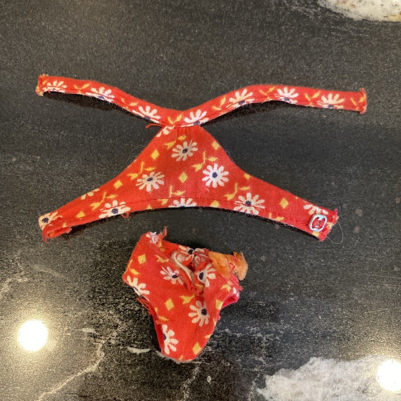 IDEAL Suntan Dodi Doll 1977 Original Outfit Bows On Swim Bottoms Great Snaps