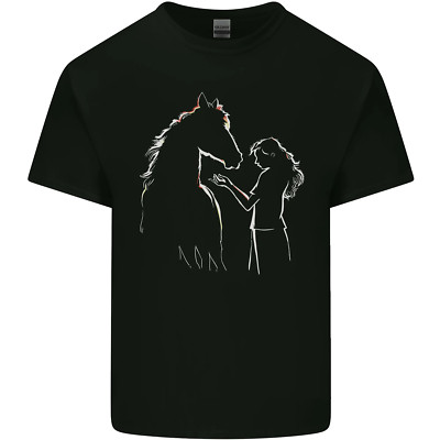 Ein Pferd Und Mädchen Reiten Herren Baumwolle Maglietta Tee Top