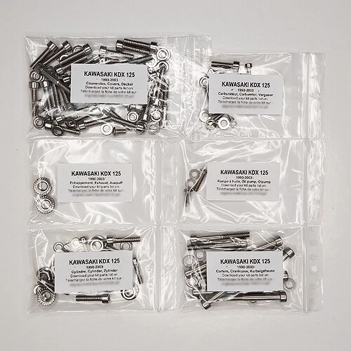 KAWASAKI KDX 125 1990-2003 Engine stainless allen screw kit KDX125