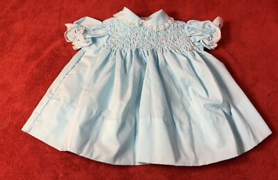 Baby Girl Vintage Baby Joys Creation Blue Smocked Dress