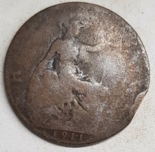 Old Coin 1911 Halfpenny British