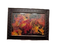 ORIGINAL ACRYLIC PAINTING ABSTRACT ART Wall Decor fluid pour  FRAMED flame
