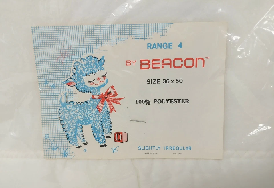 Manta térmica para bebé Beacon con ribete satinado para niño niña 36"x50" VTG 60s 70s NUEVO Foto 2 de 4