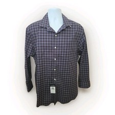 Lauren Ralph Lauren Men's Blue Slim Non Iron Plaid Dress Shirt 17.5/32/33 NEW