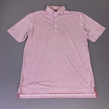 Johnnie-O Featherweight Polo Shirt Mens Medium Red White Striped Stretch Golf 