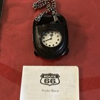Route 66 Quartz Pocket Watch w/ Chain, Tin Box & Manual, White Dial Open Face — photo 1