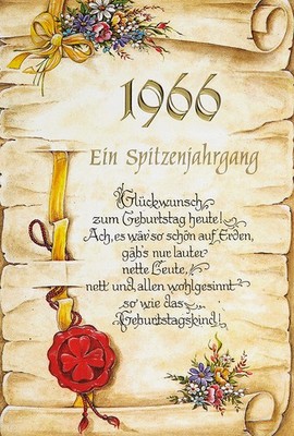 60. Geburtstag Jahrgang 1966 Glückwunschkarte mit Umschlag und Innentext