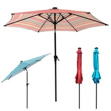 9 Feet Market Umbrella with LED Lights  Tilt UV-Resistant Canopy Without base