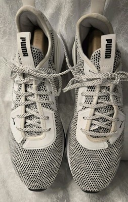 PUMA Mens Size 10 1/2 White/Black Cell Descend Tennis Shoe #19167-07...