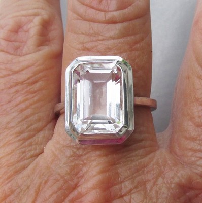 Neu mit Etikett CL by Design Sterlingsilber großer facettierter HERKIMER Quarz Kristall Ring Größe 10