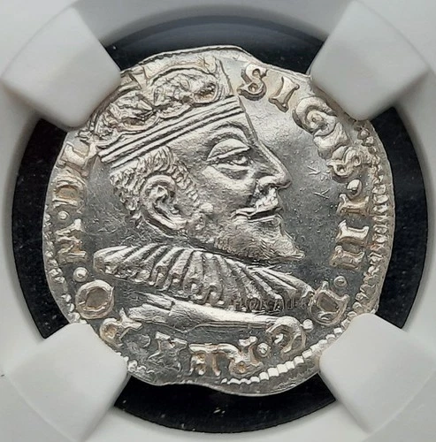 1592 Poland-Lithuania 3 Groschen Trojak Sigismund III, NGC MS63 RR