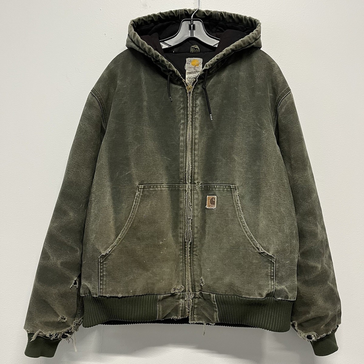 Carhartt J130 MOS Thrashed Faded Moss Green Hooded Active Jacket